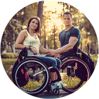 Young disabled couple